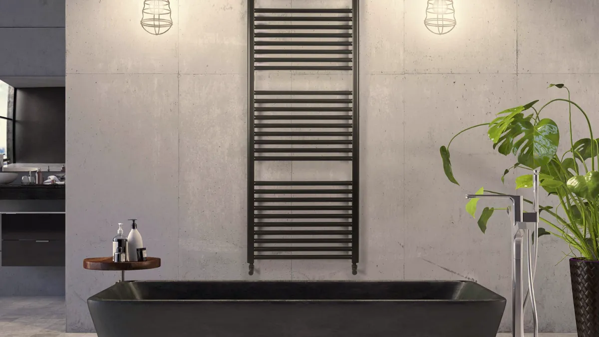 Warm luxury bathroom with a wall-mounted underfloor heating